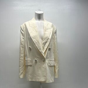 Sabina Musayev Blazer Jacket Long Sleeve Collared Button Down Off White Small